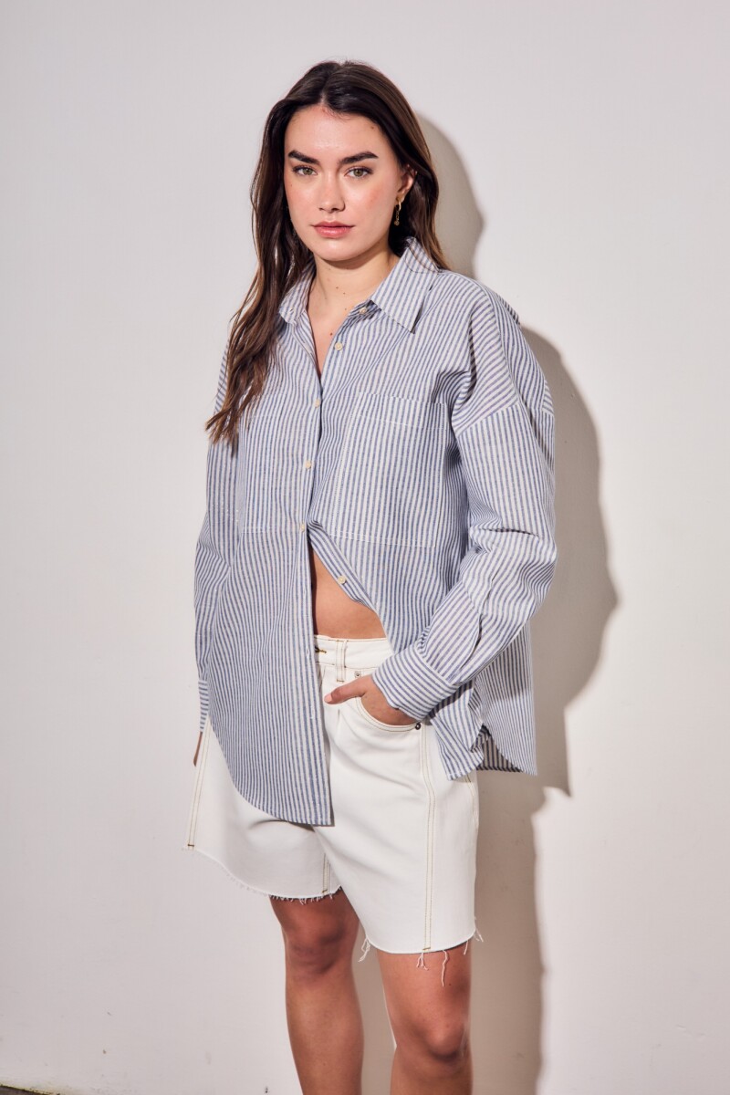 Camisa Rayada Azul