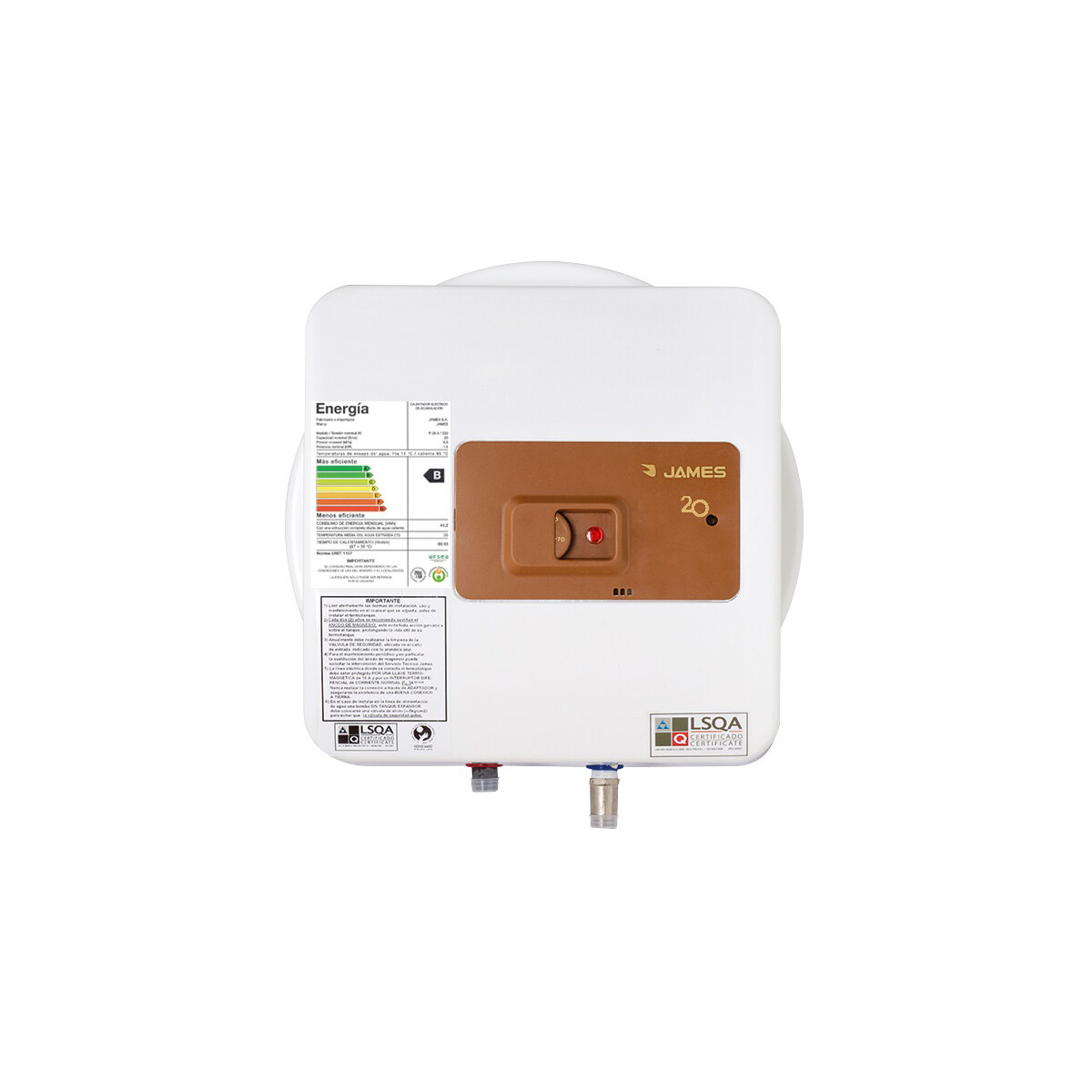 Termotanque Prisma Cobre 20 Lts. James 