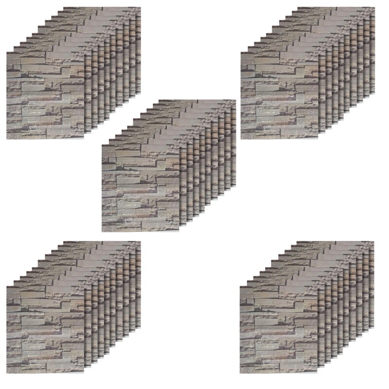 50 Placas Revestimiento Pared Autoadhesiva 70x77cm Promo X50 Piedra Clara