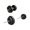 Kit 2 Mancuernas + Barra Recta Maciza 1.8m + 50 Kilos Pesas 8x5Kg 2x2.5Kg 4x1.25Kg
