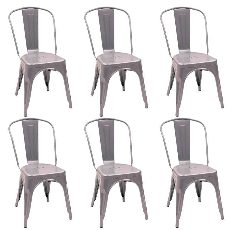 Pack 6 Sillas Tolix Lumax Varios Colores Living Comedor Gris