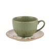 TAZA VERDE C/PLATITO HOJAS TROPICAL P/TE 250ML Unica