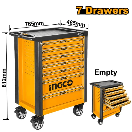 GABINETE CARRO TALLER METAL VACIO INGCO HDTC01072 AMARILLO-NEGRO