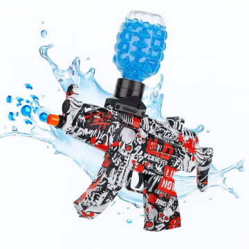 Pistola Hidrogel Ametralladora Luz Sonido Humo Recargable Color Rojo