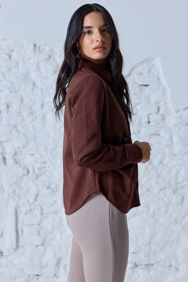 Camisa Suede Frunce MARRON