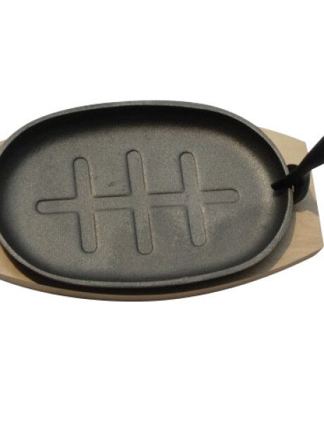 PLANCHA GRIL OVAL D28*19CM HIERRO C/BASE MADER PLANCHA GRIL OVAL D28*19CM HIERRO C/BASE MADER