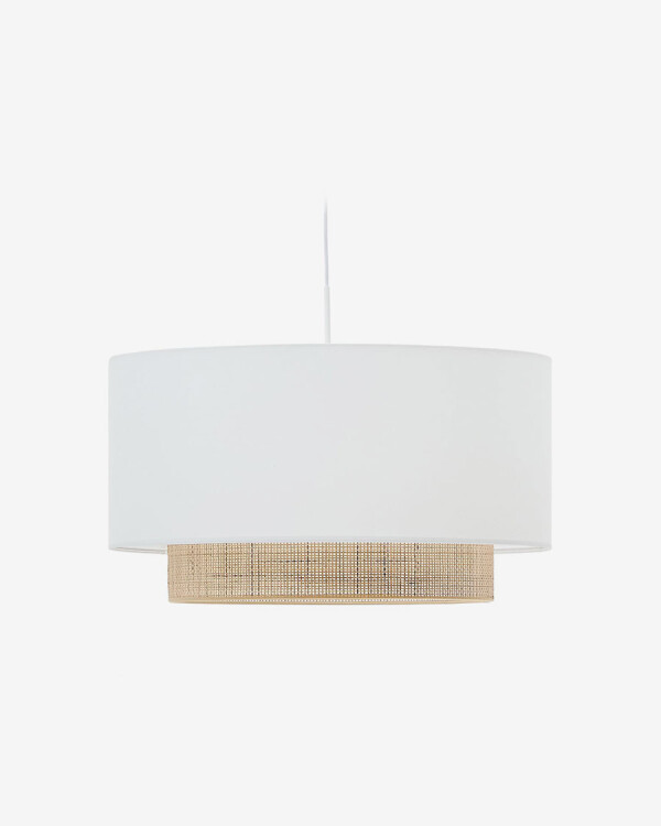 Pantalla para lámpara de techo Erna de bambú con acabado natural y blanco Ø 60 cm
