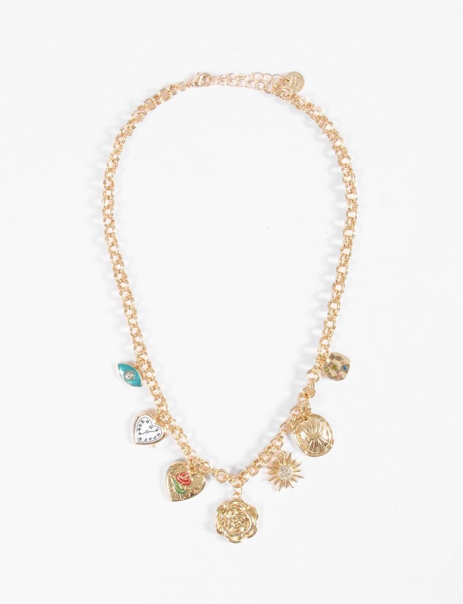Collar cadena múltiples dijes - dorado 