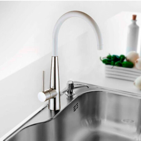 Griferia De Cocina Pico Alto Aqualia Monocomando Blanco CROMO