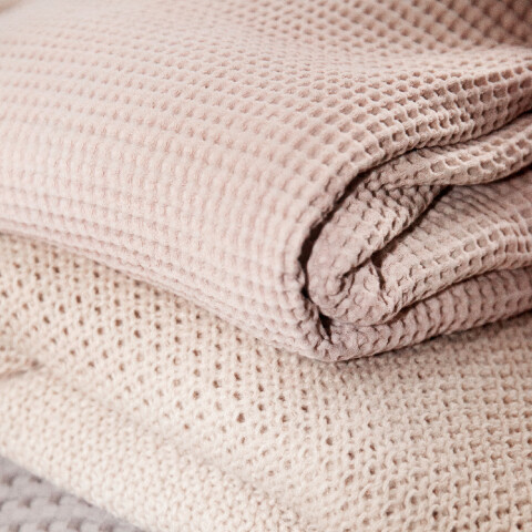 Manta tejida algodón 185x130cm rosa