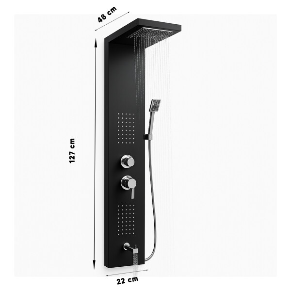 Columna Ducha Multijets Masajes Telefono Aluminio Negro DUCHERO COLUMNA DUCHA ZYX0010 NEGRO