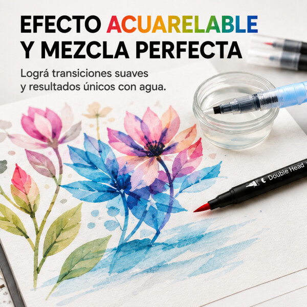 Set De 120 Marcadores Doble Punta Tipo Pincel Acuarelables Transparente