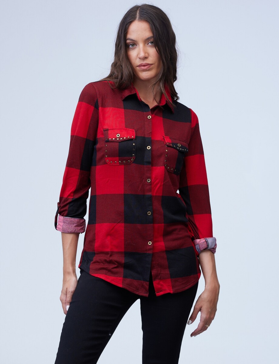 Camisa Soft Cuadrille - Negro/rojo 