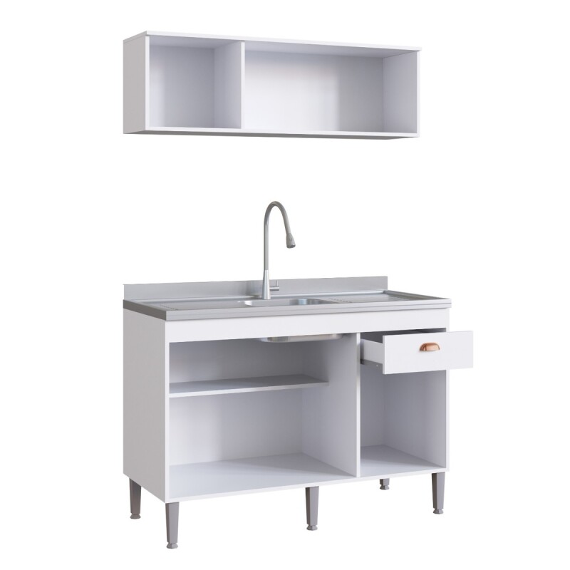 Conjunto Bajo Mesada + Aéreo De Cocina Sin Pileta Inox Blanco Conjunto Bajo Mesada + Aéreo De Cocina Sin Pileta Inox Blanco