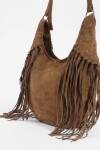 Cartera bandolera suede con flecos chocolate