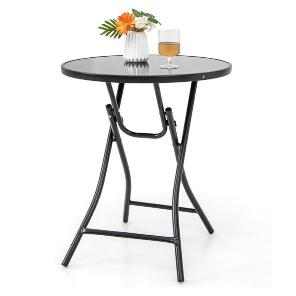 MESA REDONDA PLEGABLE DE VIDRIO + 2 SILLAS MESA REDONDA PLEGABLE DE VIDRIO + 2 SILLAS