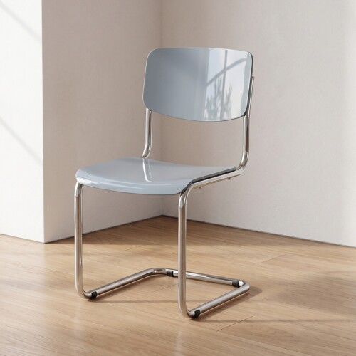 Silla de Comedor Metal Cromado y Madera - Moon Gris