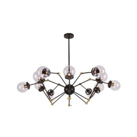 COLGANTE 12L ARTICULADO NEGRO Y VIDRIO E27 COLGANTE 12L ARTICULADO NEGRO Y VIDRIO E27