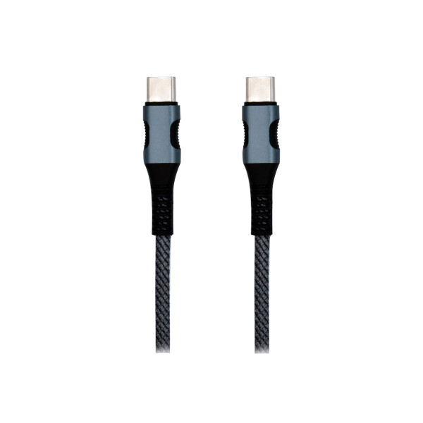 Cable de datos USB-C a USB-C acordonado color gris Cable De Datos Usb-c A Usb-c Acordonado Color Gris