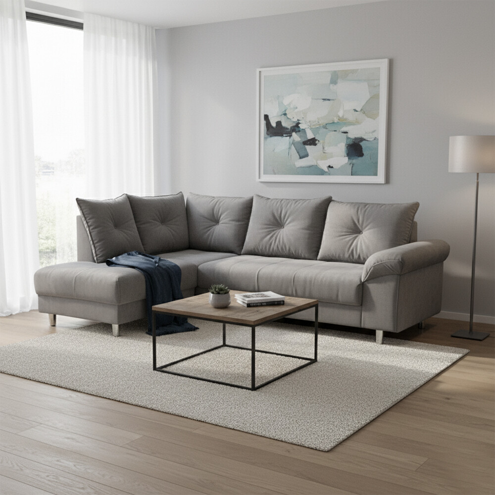 SOFÁ SILLÓN ESQUINERO RINCONERO CON CHAISE Gris