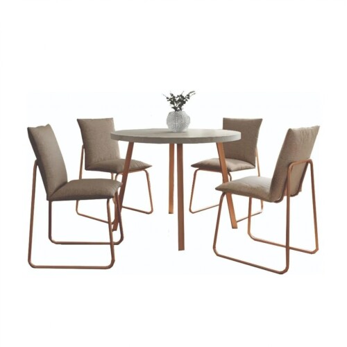 Juego de comedor - 4 sillas Soft Atria Redonda - Marrón Juego de comedor - 4 sillas Soft Atria Redonda - Marrón