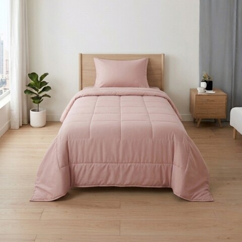 Acolchado 1 Plaza Doble Faz Microfibra Térmico 150 x 230cm - Rosa Salmón Acolchado 1 Plaza Doble Faz Microfibra Térmico 150 x 230cm - Rosa Salmón