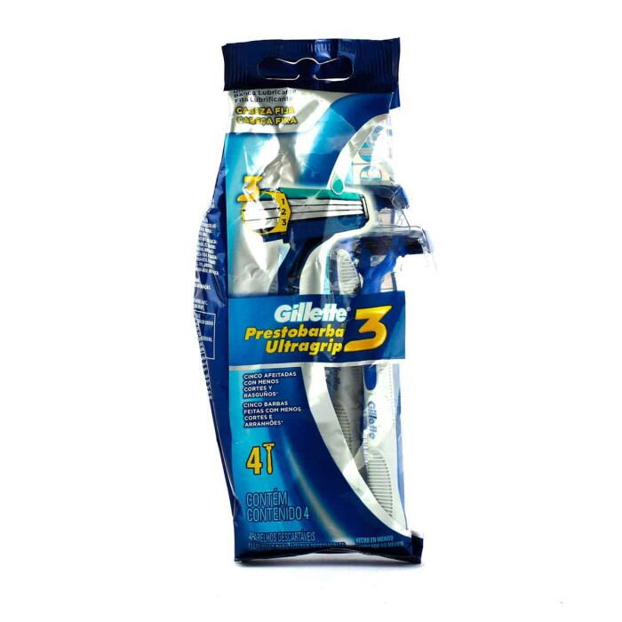 GILLETTE PRESTOBARBA ULTRA GRIP3 BOLS X4 única