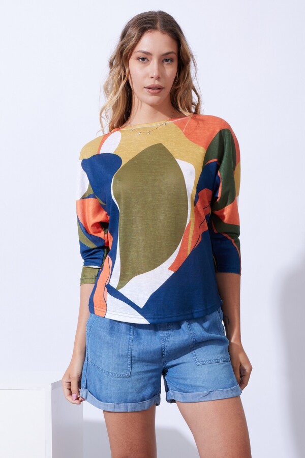 Blusa Tejida Print MULTI/VERDE