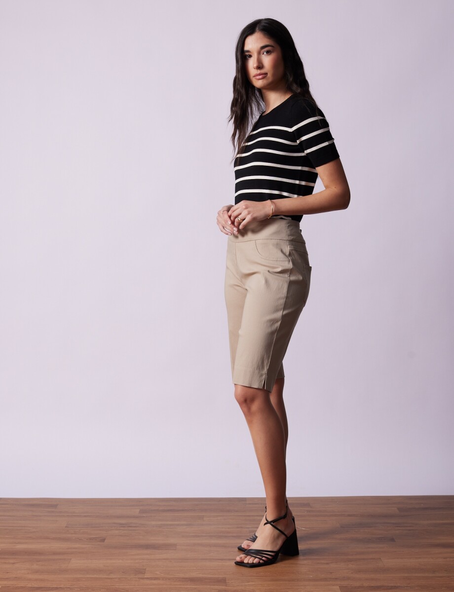 Bermuda Pretina Ancha - Beige 