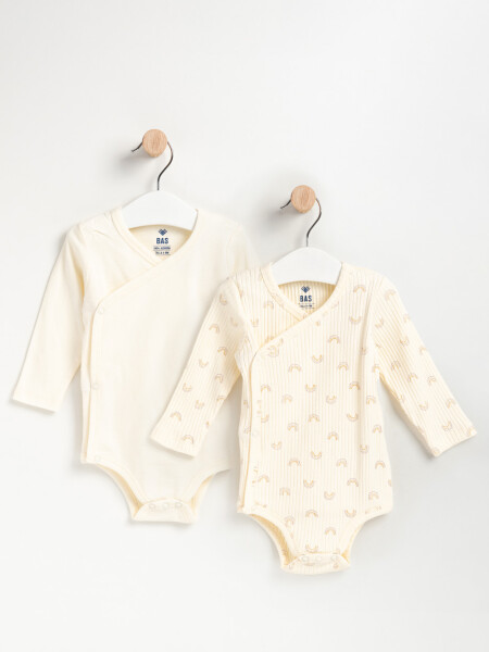 Body manga larga pack x2 estampado Arcoíris - Crema