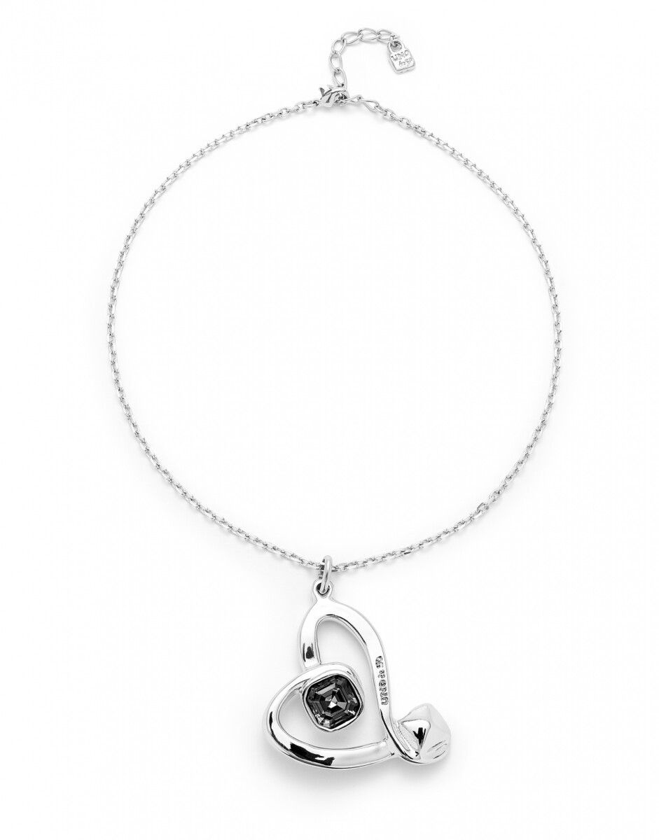 COLGANTE MEDIANO DE ALEACIÓN DE METALES CON BAÑO EN PLATA DE LEY Y CORAZON CON CRISTAL FACETADO - Colgante 