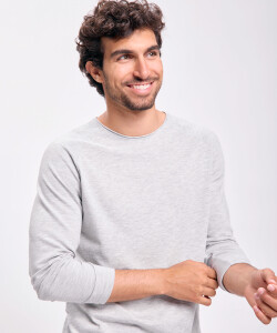 Remera manga larga cuello a la base Gris Melange