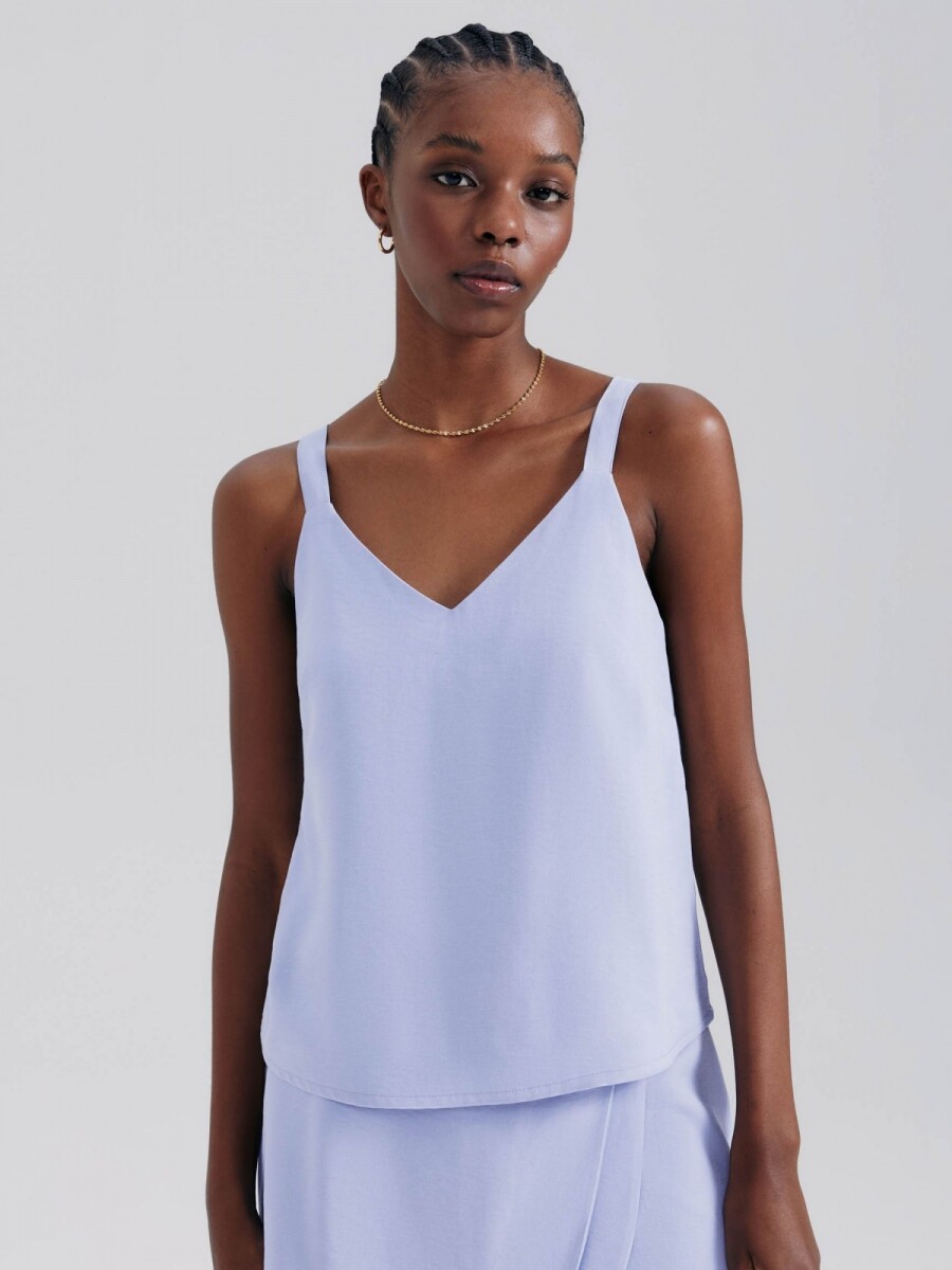 BLUSA SIN MANGAS CON ESCOTE EN V - LILA 