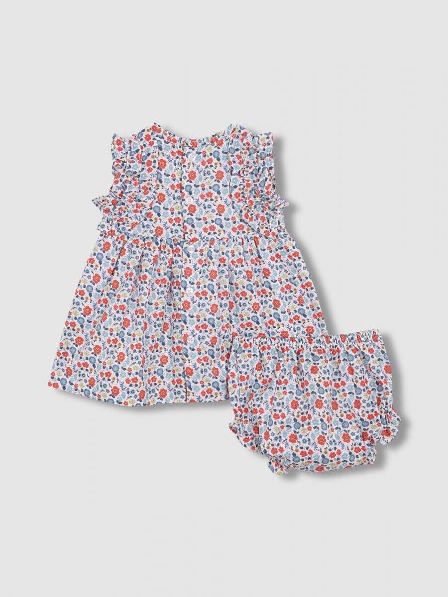 Vestido De Flores Gris