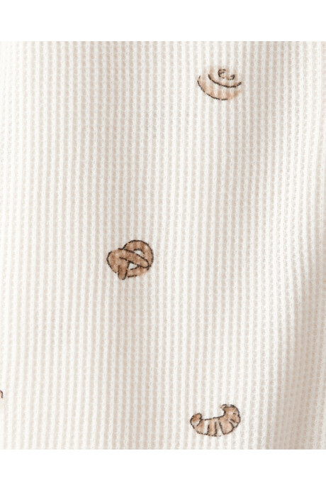 Pijama una pieza de algodón térmico, con pie, diseño bizcochos Sin color