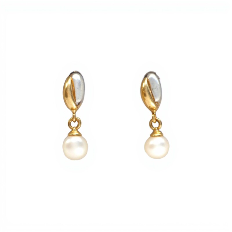 Caravanas colgante Perlas - Oro bajo - Perla de río- CA8205 conperla