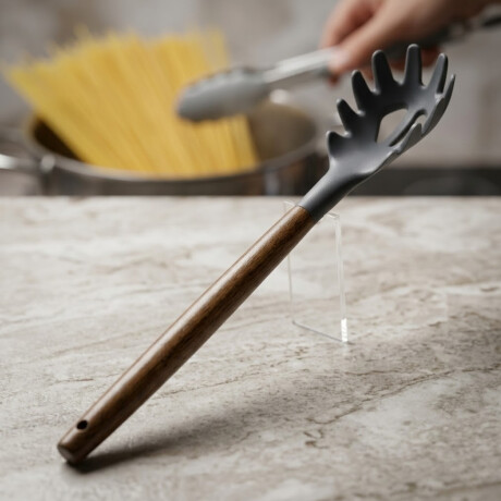 Cuchara pasta Silicona 31cm mango Acacia GRIS