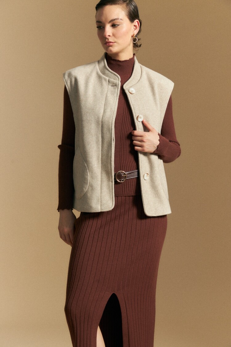 FALDA PUNO Marrón Corteza