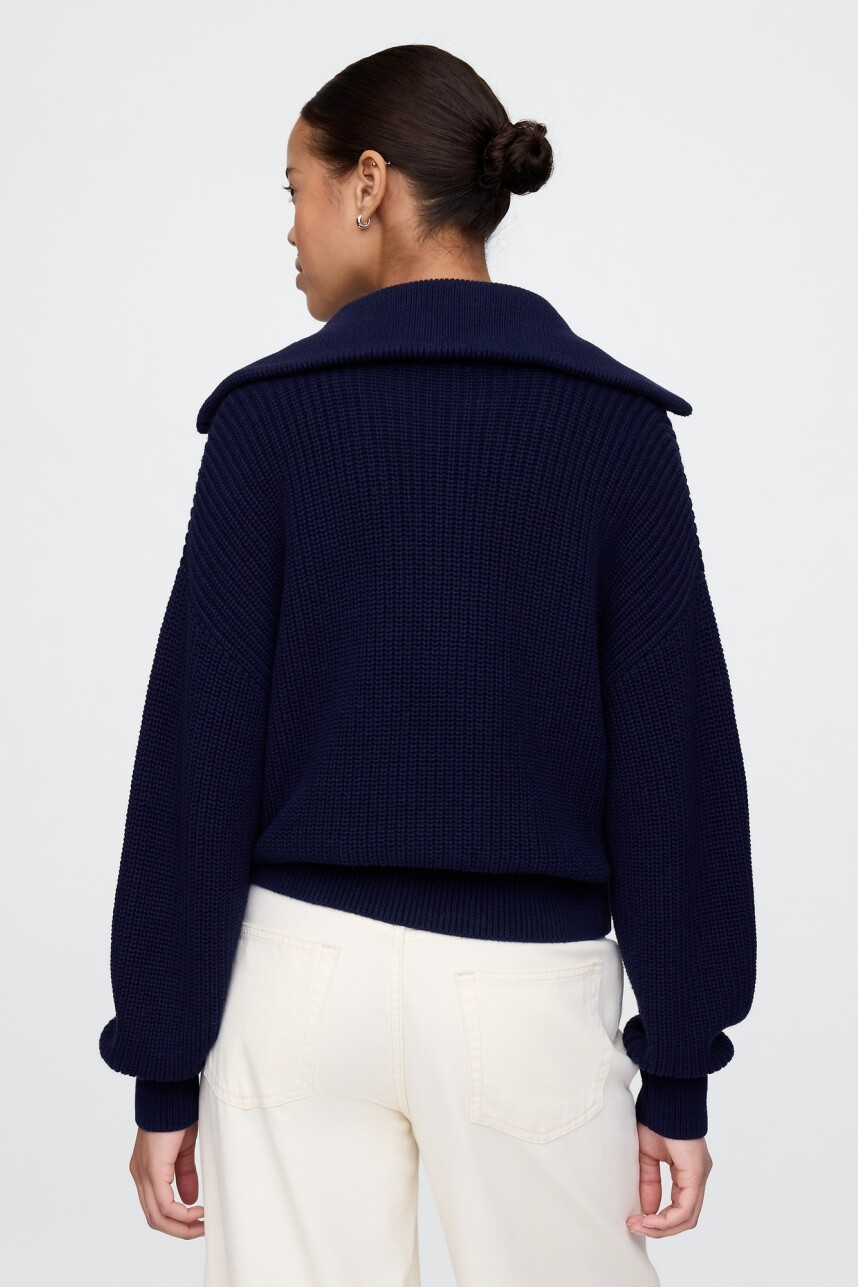 Buzo Medio Cierre Logo Gap Mujer Navy Uniform