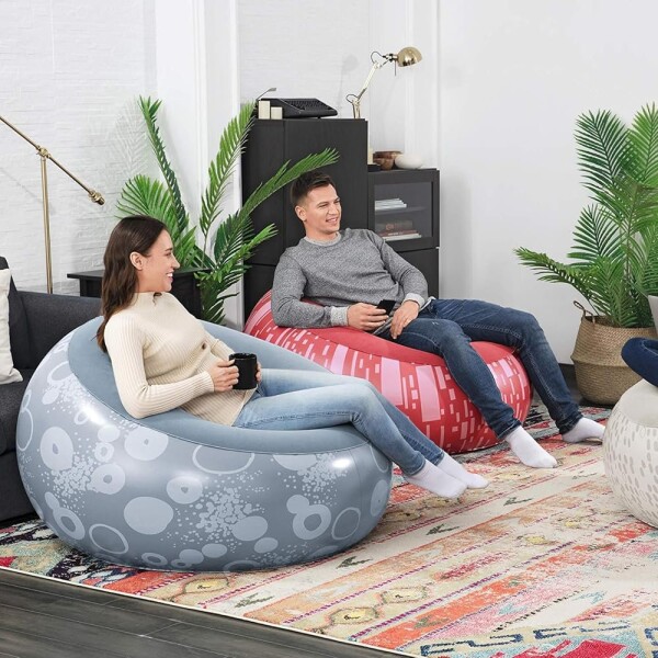 Puff Inflable Sillón Asiento Respaldo Bestway Silla Grande Variante Color Rojo