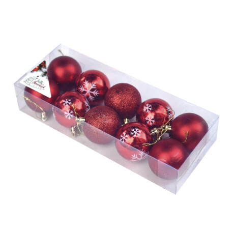 Esferas Metalizadas, Opacas Y Con Glitter Color Rojo X10 - 6 Unica