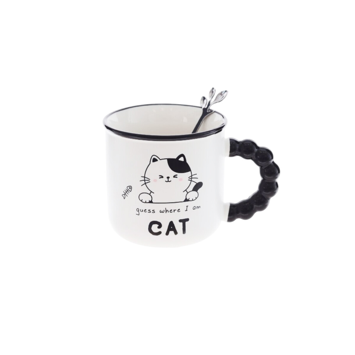 Taza De Cerámica Cat Con Asa Negra - Guess 