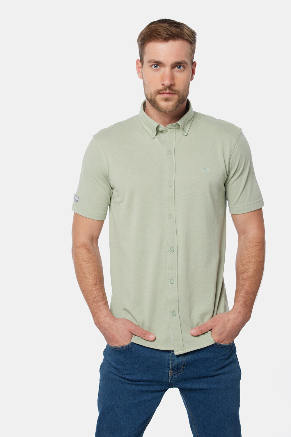 CAMISA LISA EN PIQUE Menta