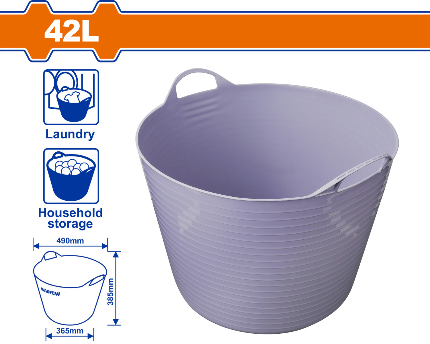 CANASTA CESTO PLASTICO 42LT WADFOW WFT1142 
