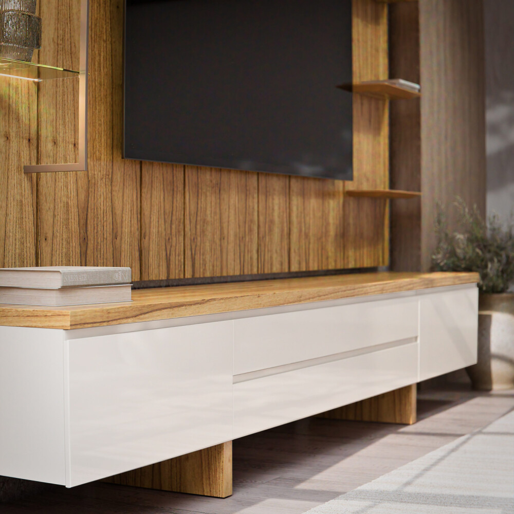 Rack de TV SUD 2.2 - Linea Manhattan Off White / Cinamomo