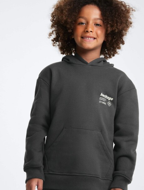 BUZO INFANTIL ESTAMPADO CON CAPUCHA GRIS