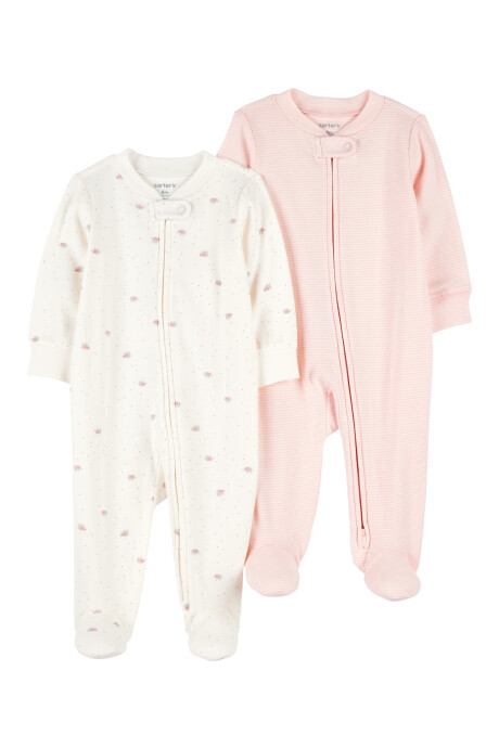 Pack dos pijamas una pieza de algodón, con pie, diseño elefantes Sin color