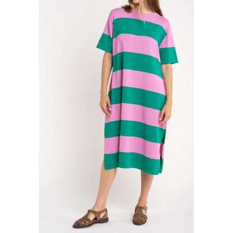 Vestido Tejido Rayado Verde