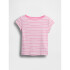SS CAP SLV FITTED TEE_STRIPE PINK STRIPE