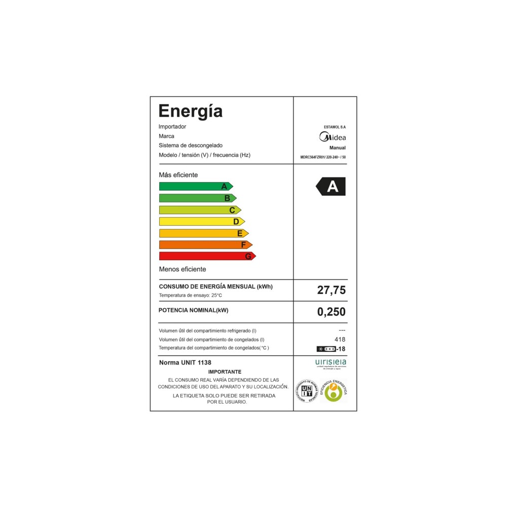 FREEZER MIDEA 418-LITROS BLANCO MDRC564FZR01